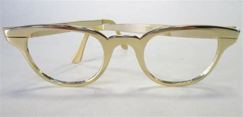 Vintage Tura Mid Century Gold Aluminum 50 S Rockabilly Eyeglass Frames Eyeglasses Frames