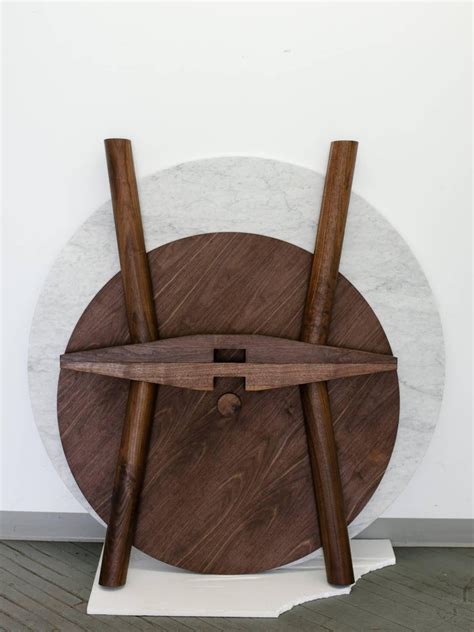 Contemporary Wood Round Column Dining Table in White Oak by Fort Standard For Sale at 1stDibs