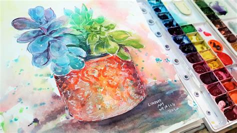 Succulents Loose Watercolor Tutorial Paint With Me Youtube