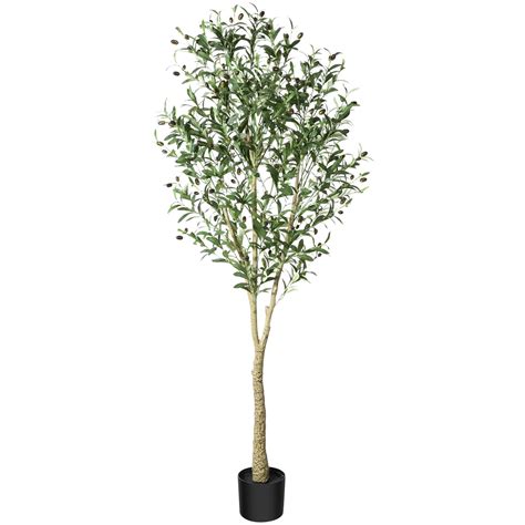 Crosofmi Artificial Olive Tree 6ft Fake Olive Plant In Pot Tall Faux