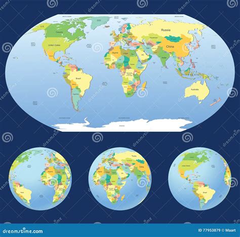 Earth Globes With World Map Cartoon Vector 16006231