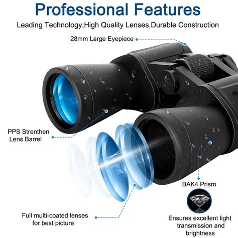 20x50 High Power Low Light Night Vision Adult Binoculars Bak4 Prism Fmc Multi Coated Lenses K