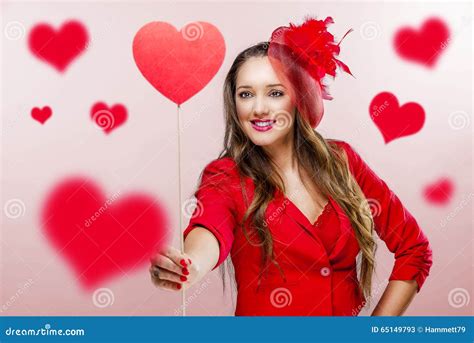 Woman At Valentines Day Stock Image Image Of Romantic 65149793