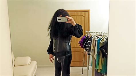 Transwoman Crossdresser Veronica Taboo Leather Outfit And High Heels