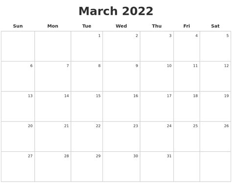 May 2022 Printable Calender