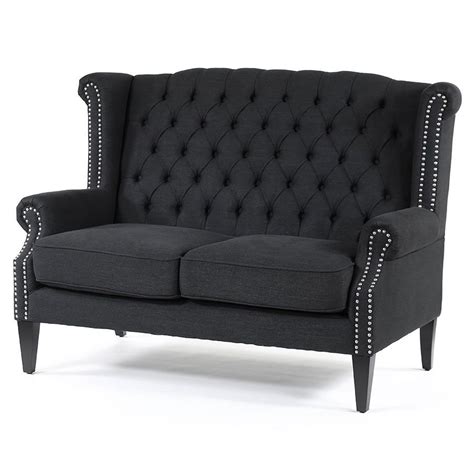 With A Classic Wingback Design The Royale Wingback Loveseat In Black Is