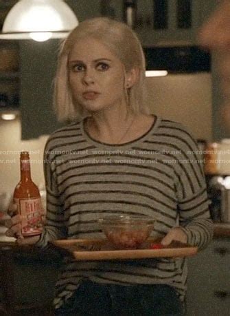 WornOnTV Livs Grey Striped Long Sleeve Tee On IZombie Rose McIver