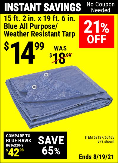 Hft 15 Ft 2 In X 19 Ft 6 In Blue All Purposeweather Resistant Tarp