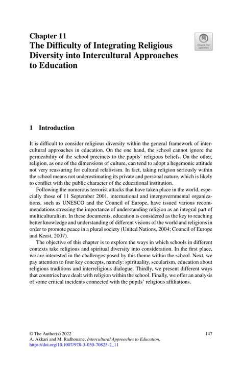 Pdf The Difficulty Of Integrating Religious Diversity Into