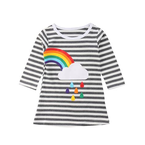 Fall Winter Baby Girls Sisters Dress Rainbow Party Princess Dresses For
