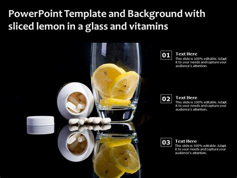 Powerpoint Template And Background With Sliced Lemon In A Glass And