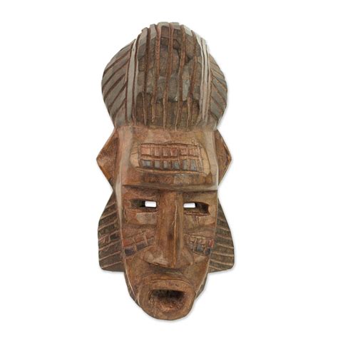 Hand Carved Sese Wood African Harvest Mask From Ghana Sanga Harvest