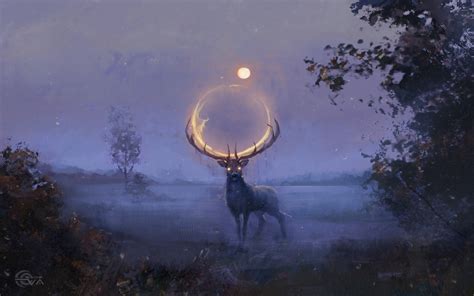 Lunar Deer Fantasy Creatures Moon Called Stag Fantasy Artwork