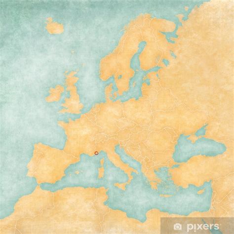 Maybe you would like to learn more about one of these? Fotobehang Kaart van Europa - Monaco (Vintage Series ...
