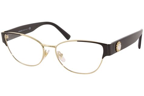 versace women s ve1267b 1433 gold black full rim eyeglasses optical frame 55mm