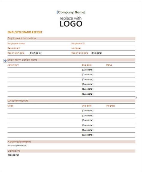 Status Report Template Free Business Templates