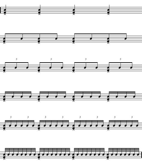 Note Value Exercise For Drum Set Independence And Control