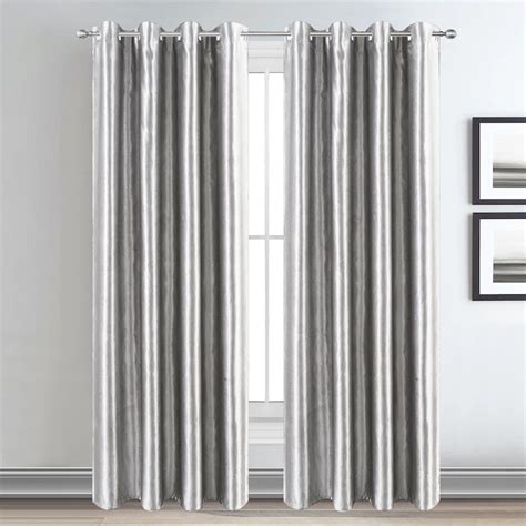 Silver Blackout Curtains Eyelet Ring Top With Tiebacks —