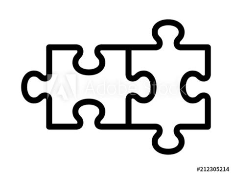 Two puzzle pieces connection drawing stock illustration. "Two pieces of jigsaw puzzle or autism puzzle piece symbol ...