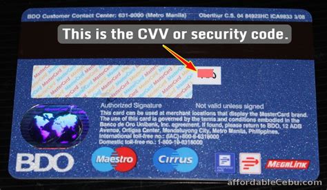 Your cvv number is located on the back of visa, mastercard and discover cards, just above your signature. Where to find the Security Code or CVV of BDO ATM Card ...