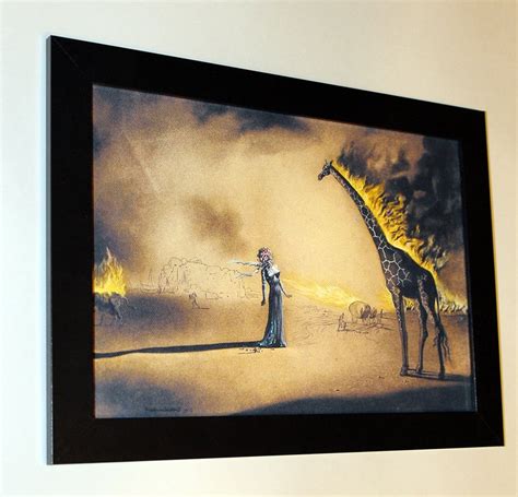 Salvador Dali Burning Giraffe Reproduction Of Painting 16x12 Etsy