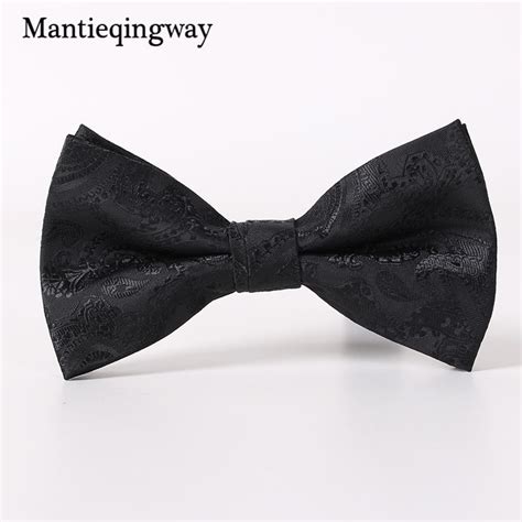 mantieqingway male marriage wedding bow ties paisley printed bowties mens solid fashion black