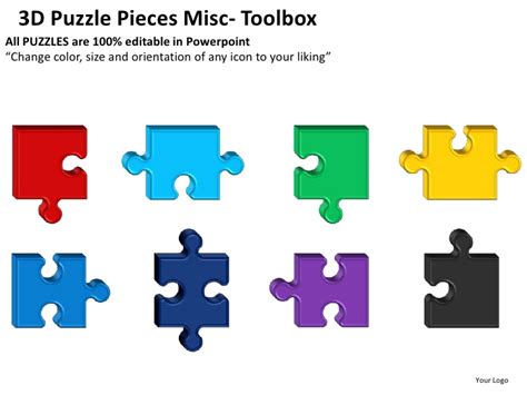 Find a range of fully editable puzzle templates in different shapes like square, kite, hexagon, circle, pentagon, 3d. 3d puzzle pieces misc powerpoint presentation templates
