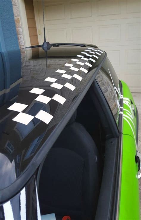 2 Side Mini Cooper Checkered Stripe Roof Vinyl Decal Graphic S Jcw All