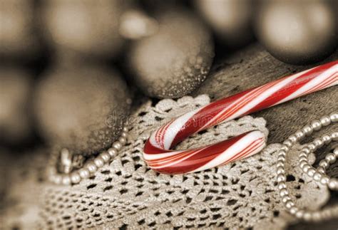 Candy Canes Christmas Balls Stock Image Image Of Stripe Ornament