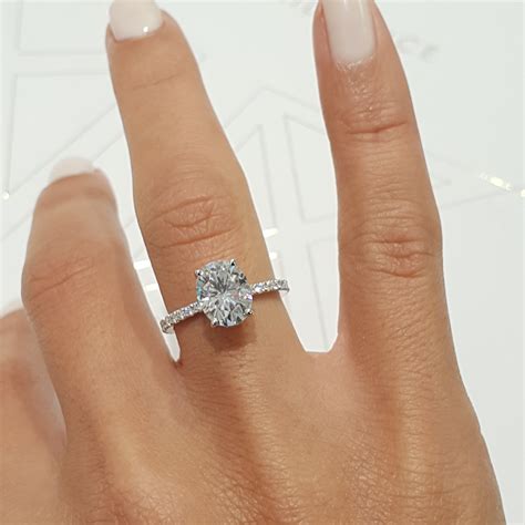 Incredible Carat Hidden Halo Oval Forever One Set In K White