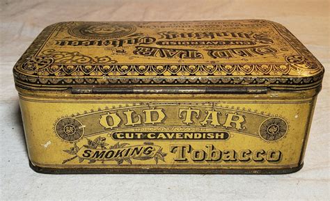 Rare Antique Old Tar Cut Cavendish Smoking Tobacco Ginna Tin American