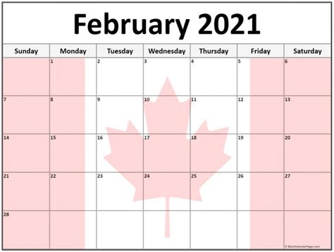 Calendar February 2021 Canada Free Printable Calendar Monthly