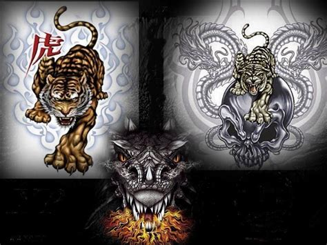 De Tigres Y Dragones Wallpaper Skull Tattoo Tiger Wallpaper Dragon