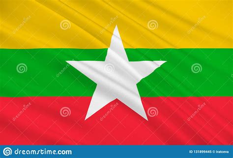 Flag Of Republic Of The Union Of Myanmar - Burma Stock Illustration ...