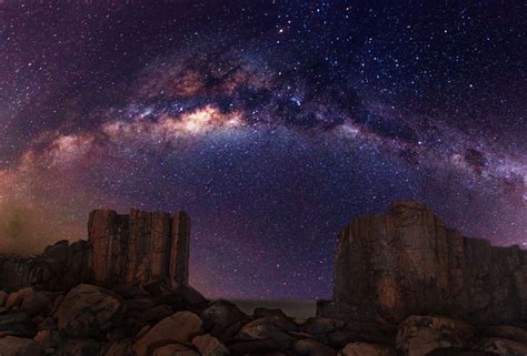 Galaxy Milky Way Stars Desert Night Rocks Stones Wallpaper