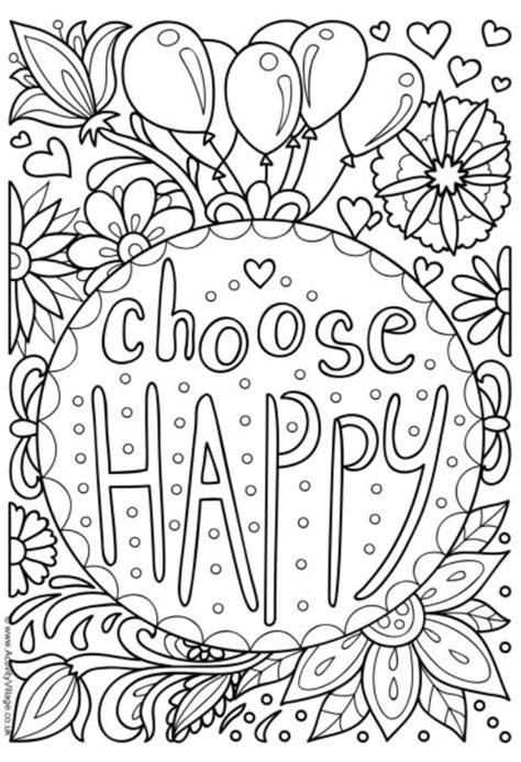 Adult Coloring Pages Happy Thoughts Coloring Pages