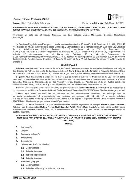 PDF Normas Oficiales Mexicanas SECRE Fuente Diario Legismex Mty Itesm Mx Normas Secre