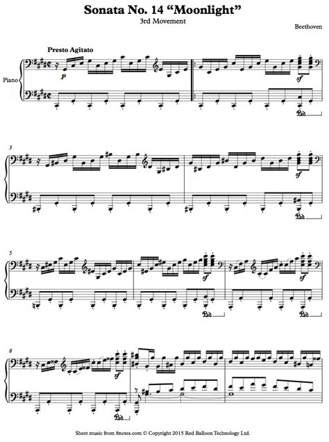 } free moonlight sonata 3rd movement piano sheet music is provided for you. Beethoven - Sonata No. 14 3rd mvt sheet music for Piano ...