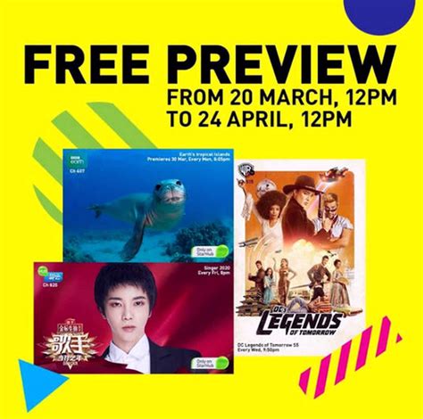 The most common way to get the channels is via cable or tdt. 20 Mar-24 Apr 2020: Starhub TV Free Preview of Selected TV Channels - SG.EverydayOnSales.com