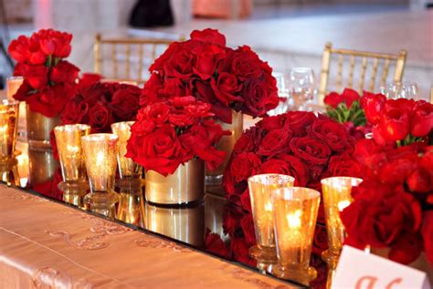 Red And Gold Rose Wedding Flowers ~ Christines Inspiration