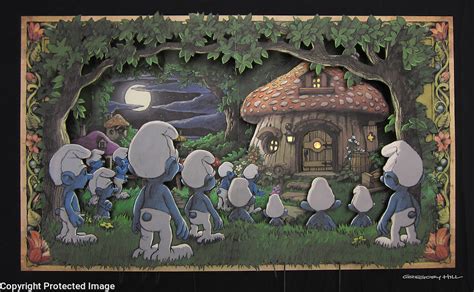 You must fold the dashed lines and have to cut the continuous lines… help the children in cutting! Pop-up Book Scene: Papa Smurf's House | Gregory Hill