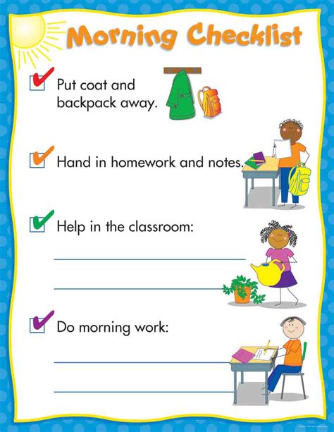 Morning Routine Classroom Management Chart