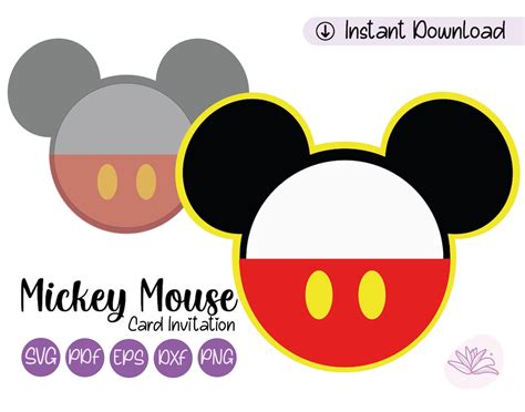 Mickey Mouse Invitation Template Svg Pdf Dxf Png Eps For Silhouette