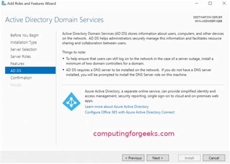 Install Active Directory Domain Services In Windows Server 2019