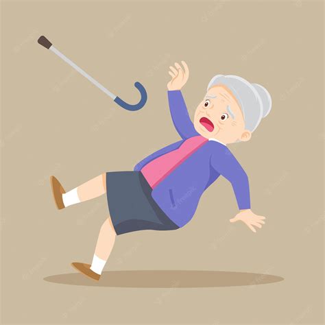 Premium Vector Elderly Slip And Falling On The Wet Floor Elderly Woman Have Accident Tripping