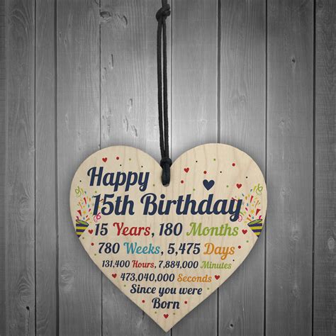 15th Birthday T For Boys Heart 15th Birthday T For Girls