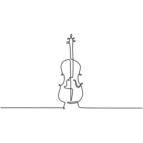 Continuous One Line Drawing Cello Instrument Vector Illustration