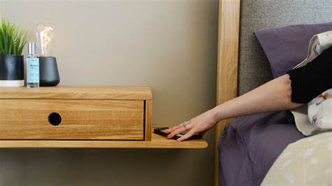 Wall Mounted Bedside Drawer With Shelf Natural Bed Company