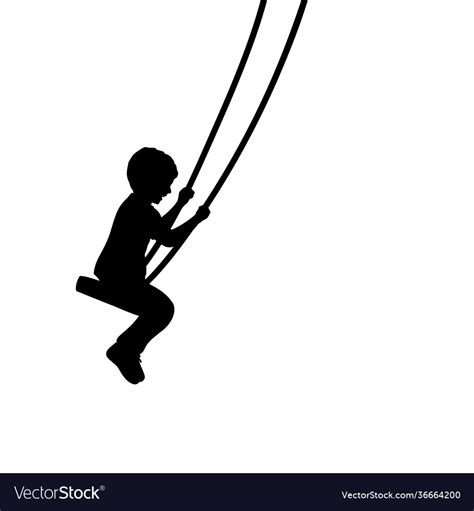 Silhouette Young Boy On Swings Sideways Royalty Free Vector