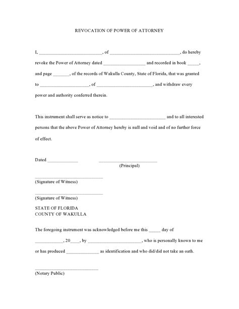 Printable Revocation Of Power Of Attorney Template